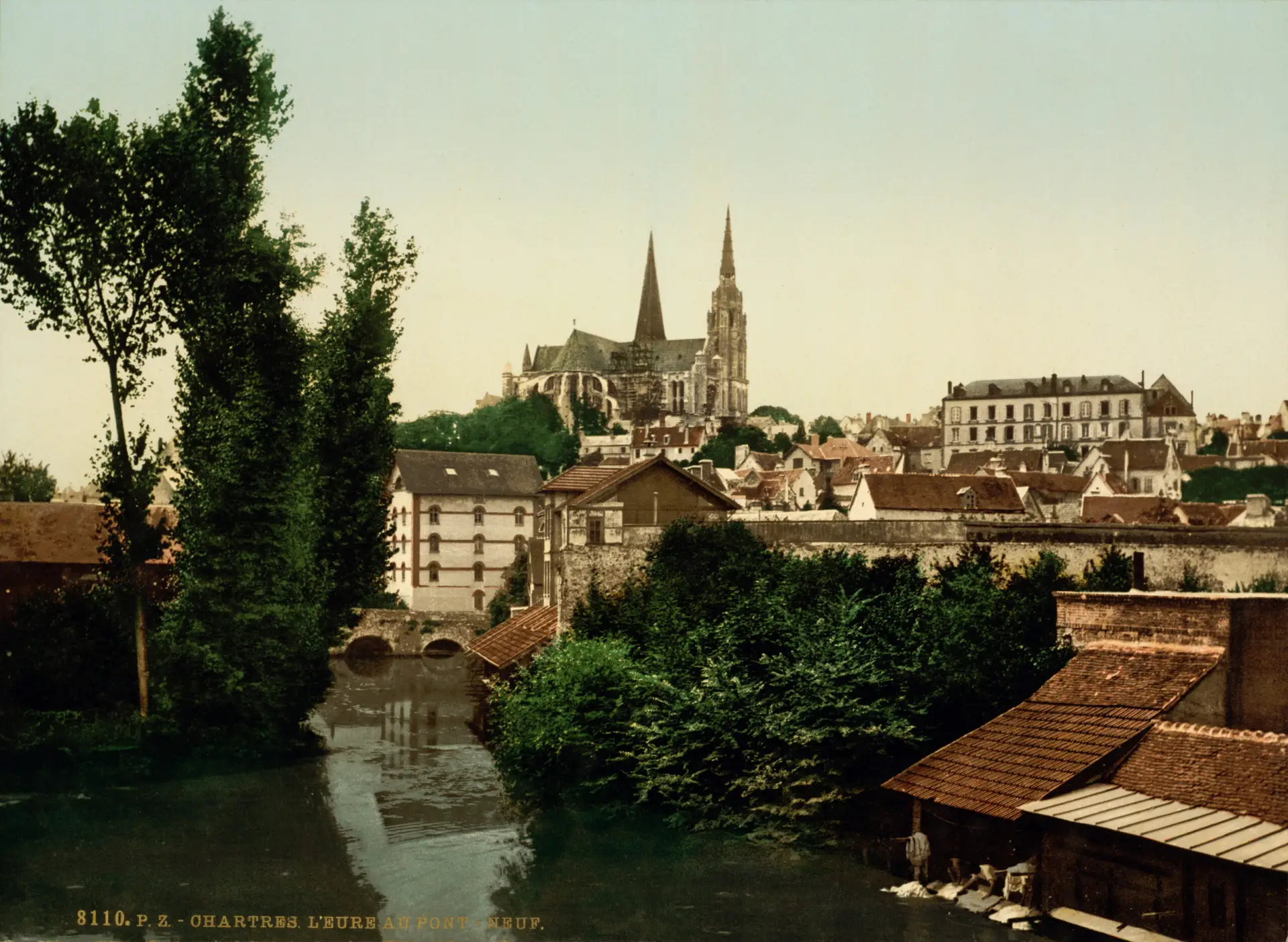 Visiter Chartres et l'Eure-et-Loir ; Visiter Chartres à vélo : vue du pont neuf en 1897